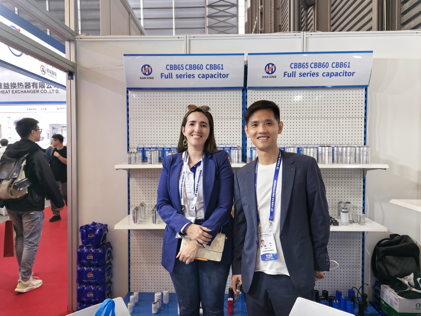 HAN XING trade show booth with capacitor products